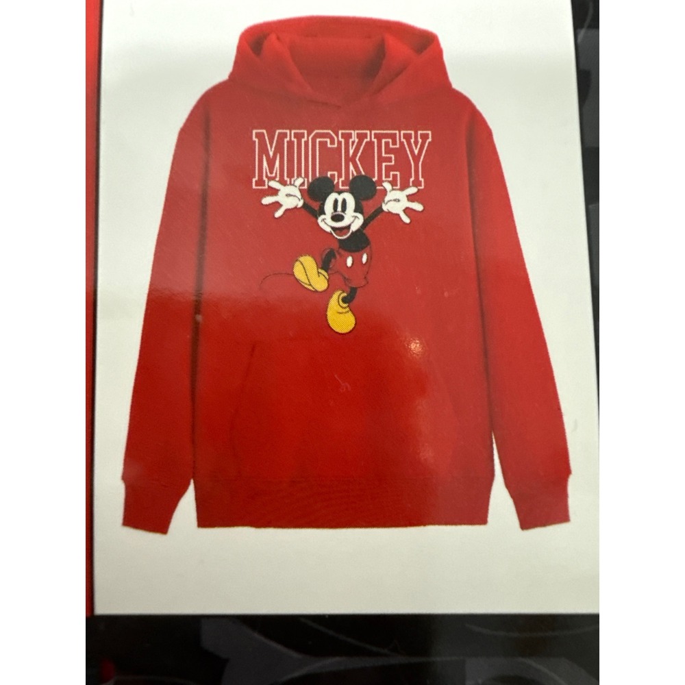 Disney Mickey Mouse Hoodie Men Large Red New Graphic Fleece Pullover Sweatshirt